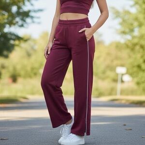Yogalicious Athletics Cloud Plush Finishline Sweatpants Athleisure burgundy Sz L